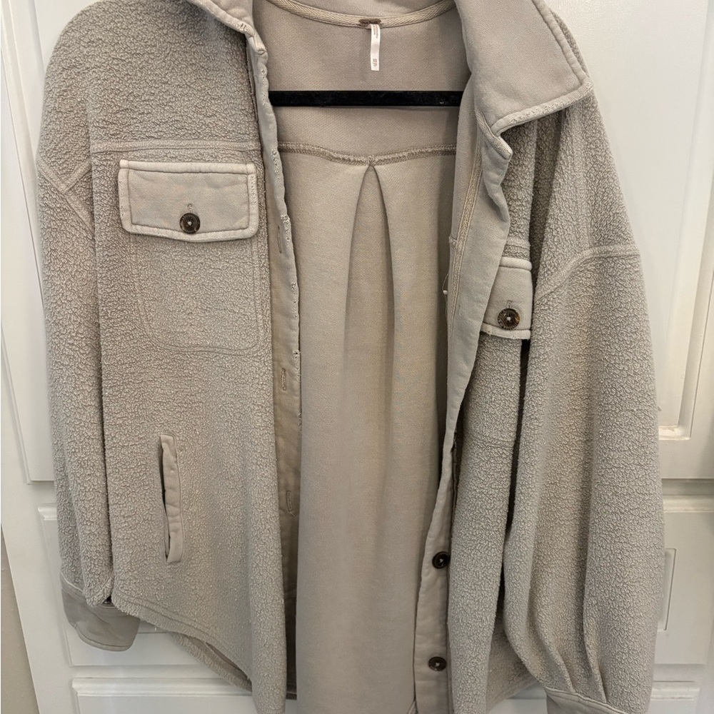 Free People beige Ruby shirt Jacket